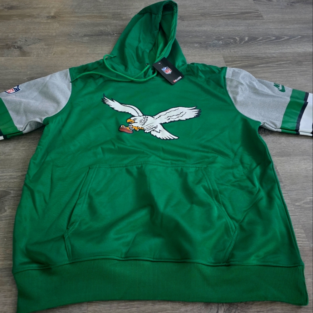 Men's Philadelphia Eagles Retro Sideline Pullover Hoodie- Kelly Green